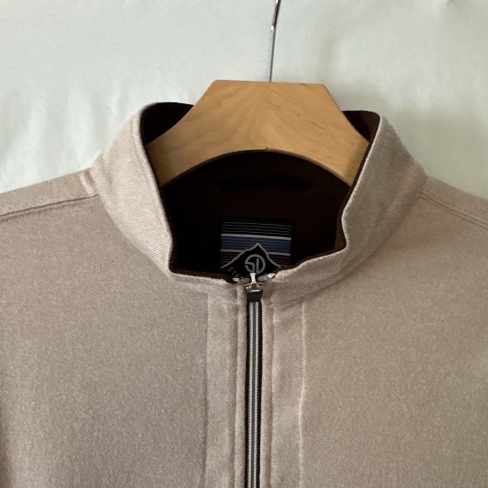 Straight Down Golf 1/4 Zip Pullover Men Shirt LG TAN Performance Quarter Zip